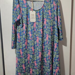 Simply Southern Vibrant Seahorse Long Sleeve Dress
